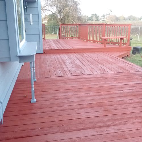 Complete exterior house painting and deck restorat