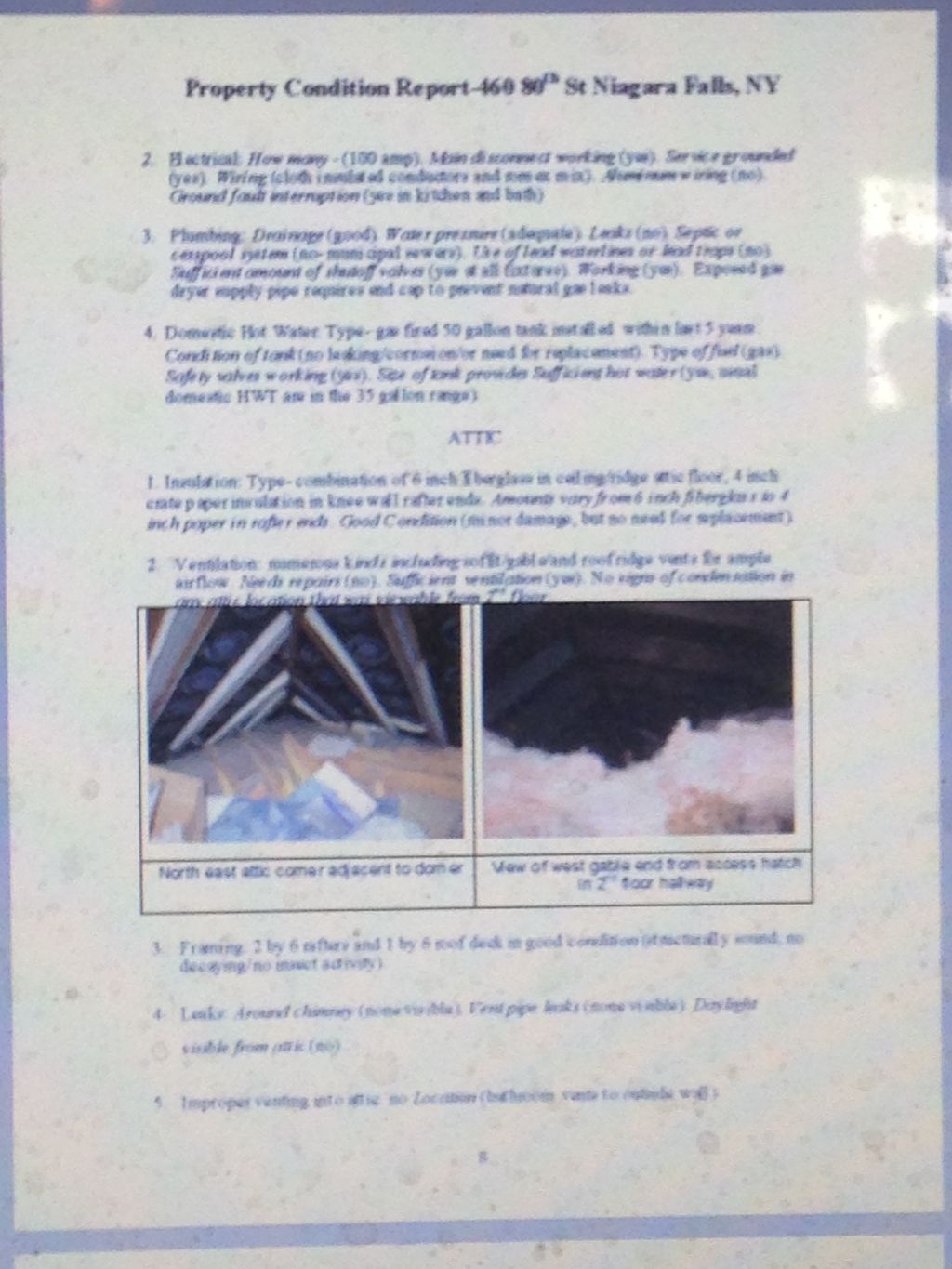 Sample of attic inspection