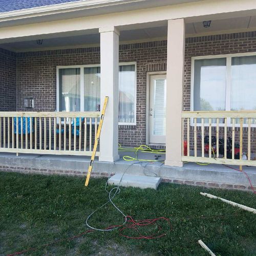 Front porch railing and columns