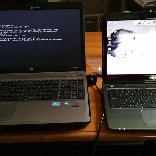 Running chkdsk on an HP Laptop for disk errors, an