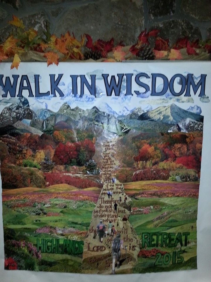 Church Retreat banner- 4 x 4' mixed media magazine