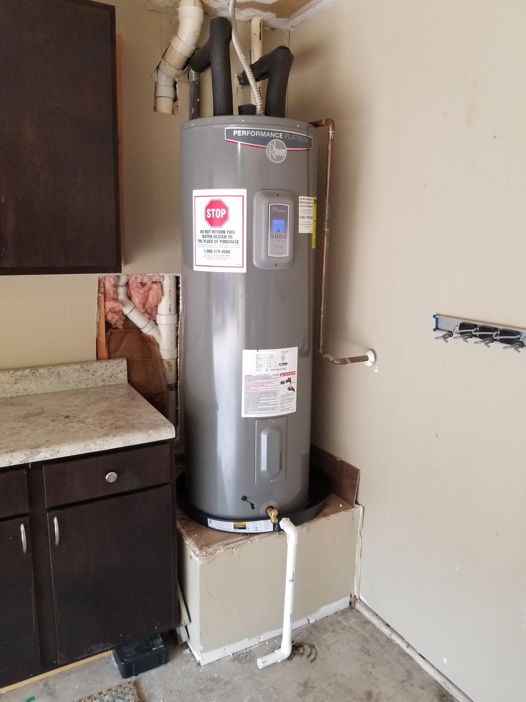 Installed electric water heater 
