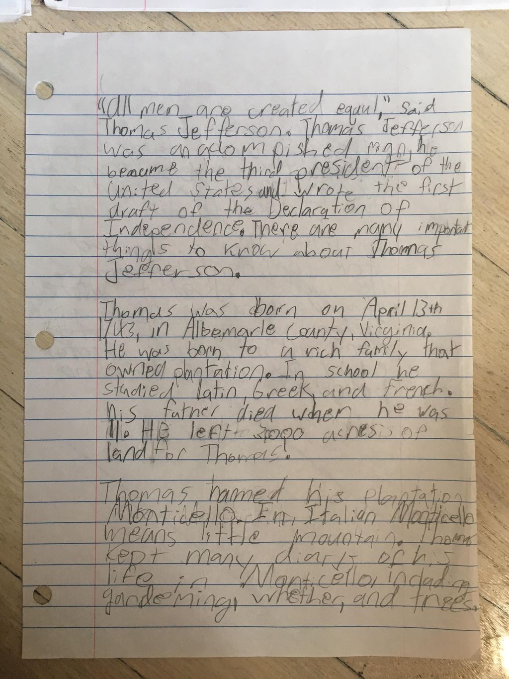 Draft of the Biography of a President, using the o