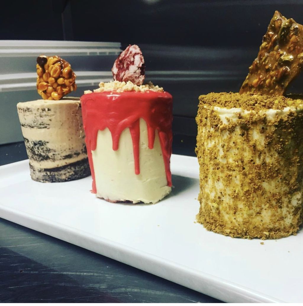 naked peanut butter, dripping red velvet, pistachi