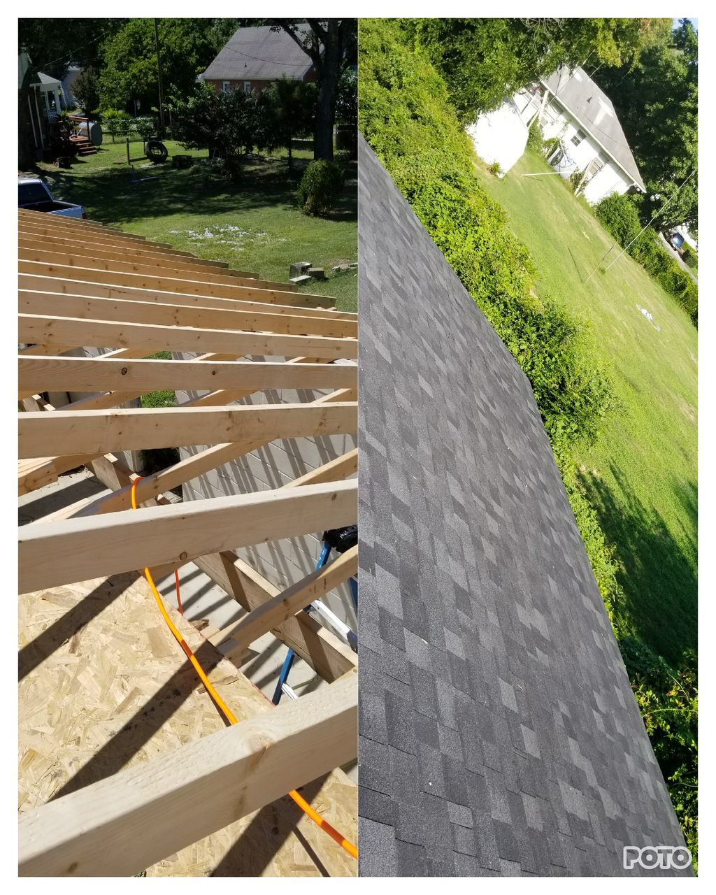 plywood and shingled