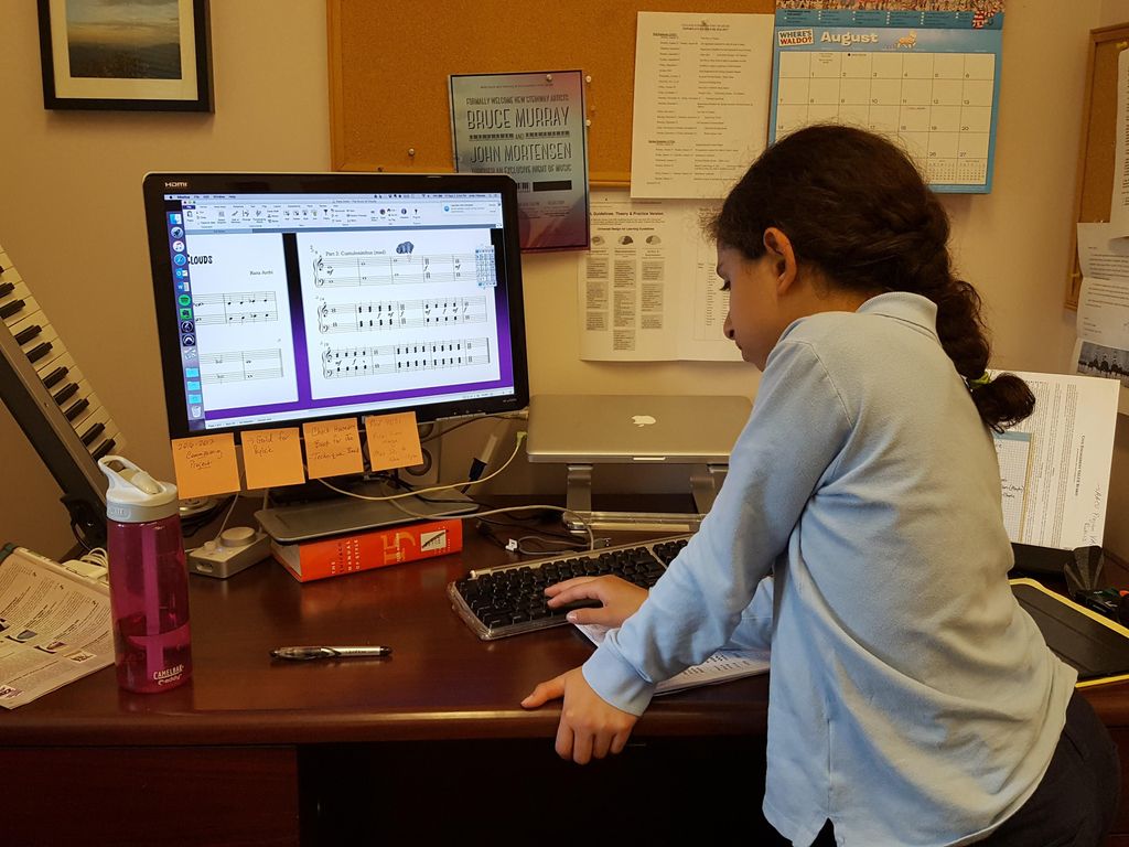 Rana working on her composition "The Music of Clou