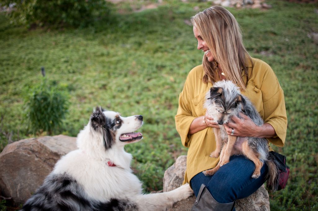 Owner Sarah with her dogs Nick and Bosley