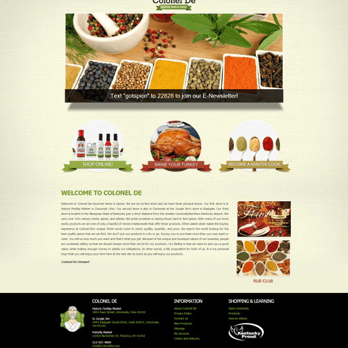 Ecommerce site for Colonel De Gourmet Herbs & Spic