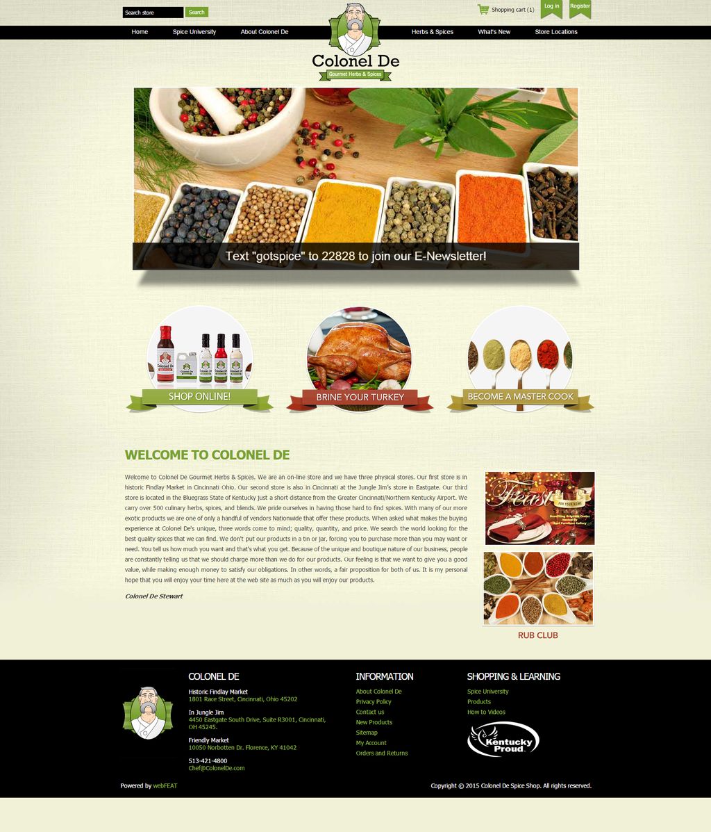 Ecommerce site  for Colonel De Gourmet Herbs & Spi
