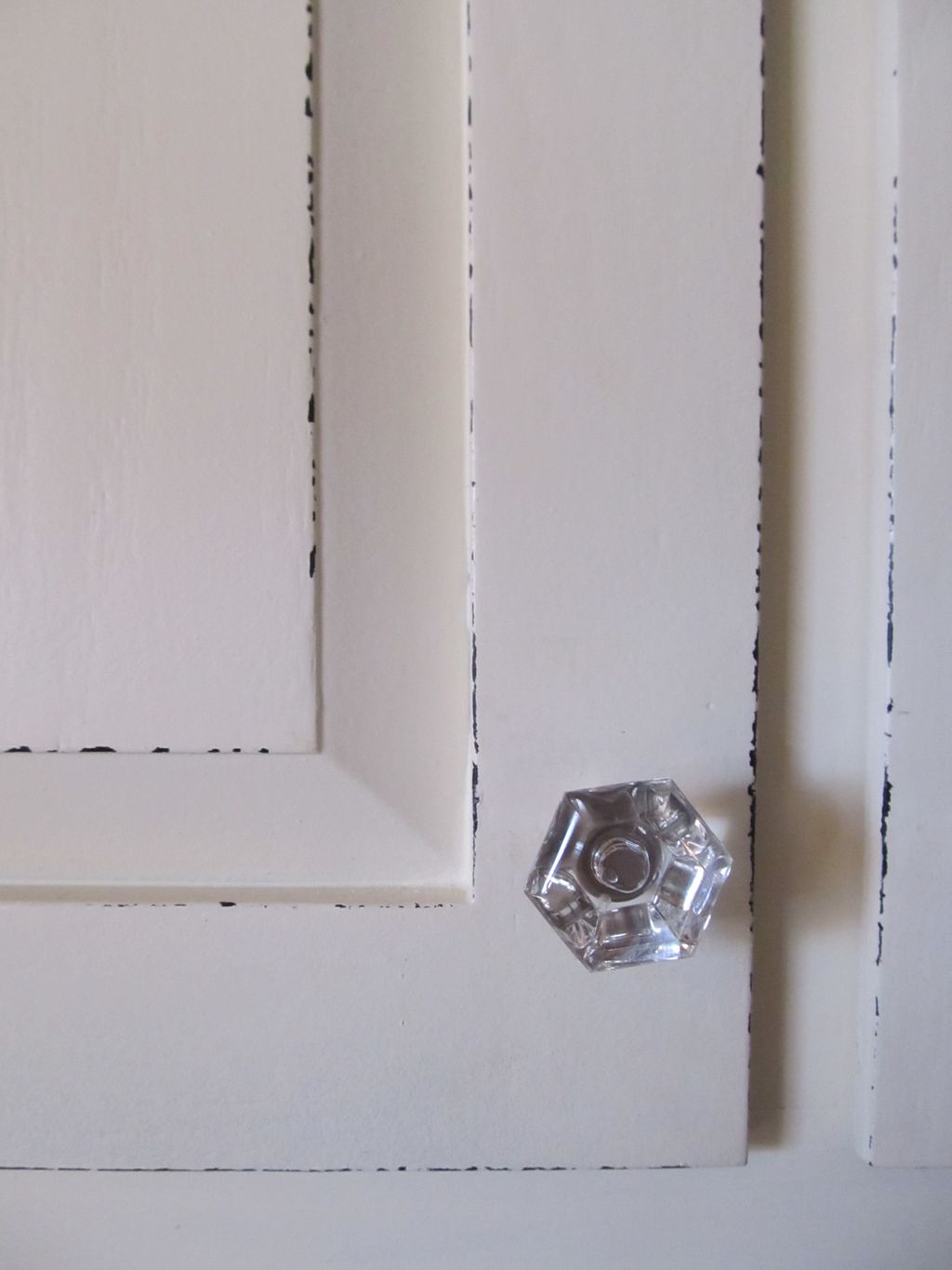 Cabinet door makeover-black and white distressed