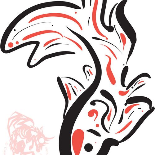 A design of a koi drawn to somewhat mimic the styl
