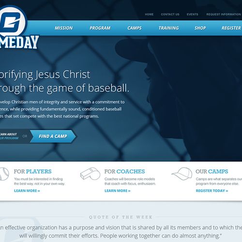 http://road2gameday.com

Home page concept for a f