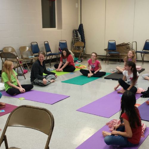 Teaching Girl Scout Troop about fitness, yoga and 