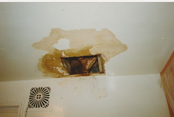 Water Damaged Kitchen Drywall Ceiling: Before