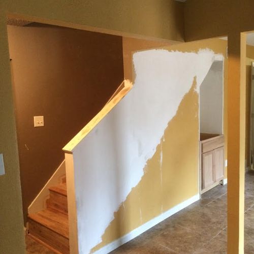 Handrail Install and Drywall Install with Smooth F