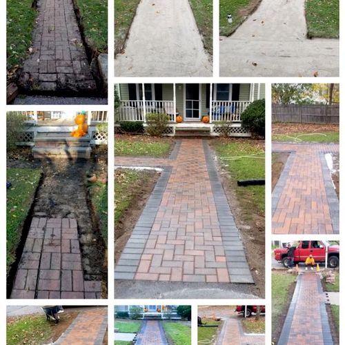 Before, during, and after of new walkway.
