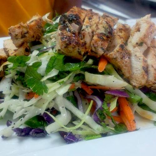grilled chicken with cilantro coleslaw