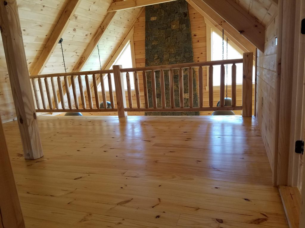 Log Home Loft pine Floors Refinished