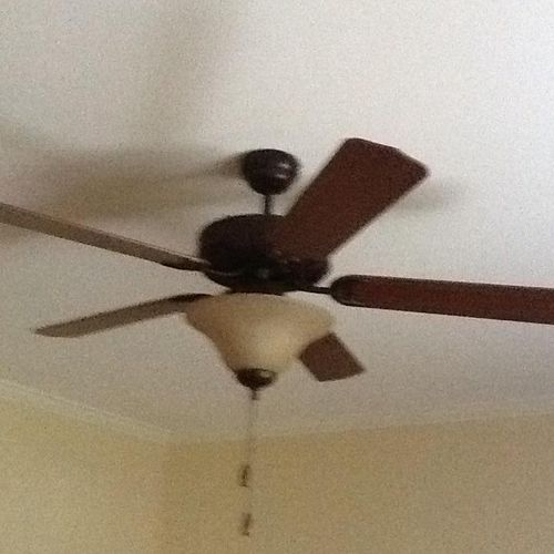 Ceiling fan wired and hung
