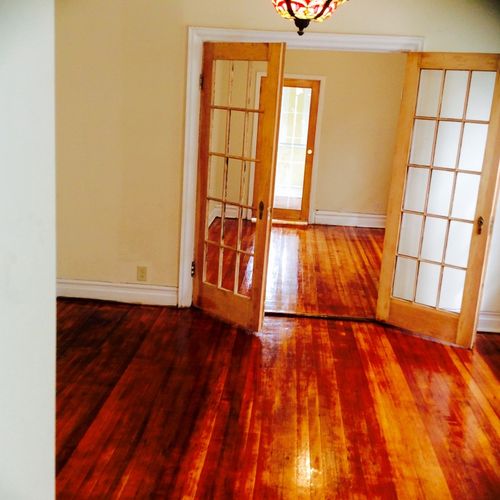 Floors Refinished New Shine,Moulding, French Doors