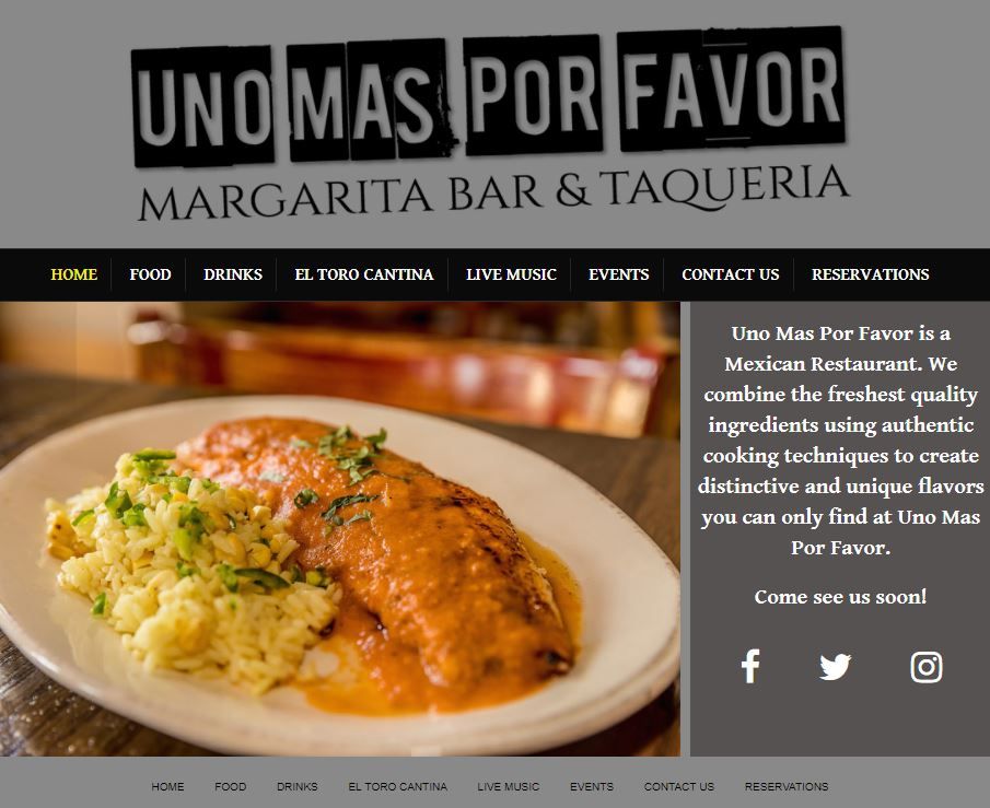 Mexican Food Restaurant with a classic web design.