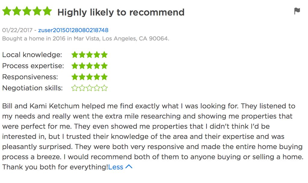 Review on Zillow from a client.