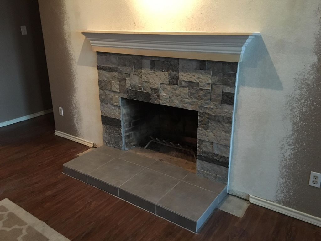After photo of fireplace renovation.