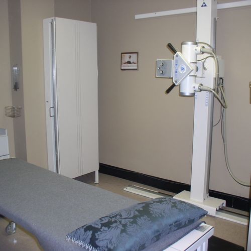 X-ray area for physical exam and spinal evaluation