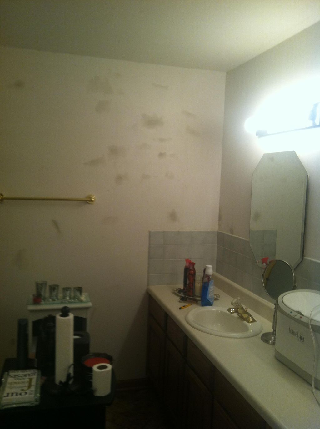 The prep work after removing the wall paper in bat