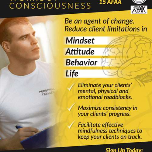 Promotional flyer for a fitness-psychology worksho