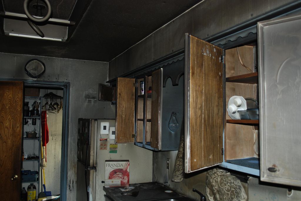A fire almost completely destroyed this home.  Thi