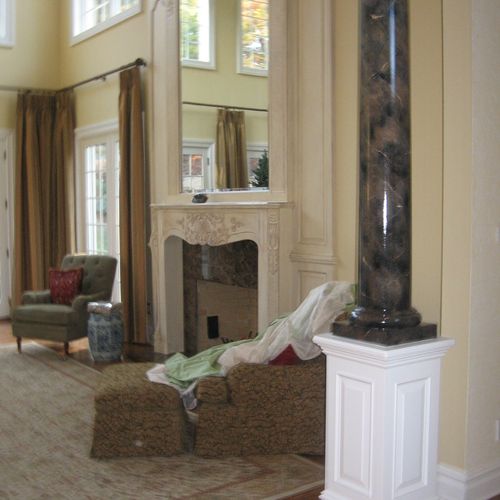 Marbled columns to match fireplace
harth