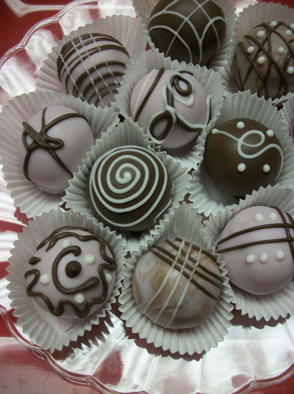 Lavender colored cake balls with accents these are