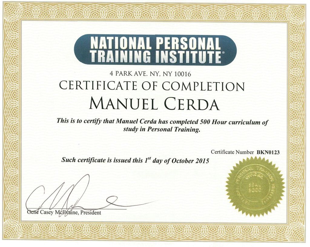 500 hour course in personal training. Many differe