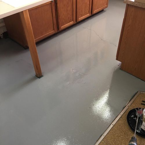 We refinished this kitchen floor with epoxy floori