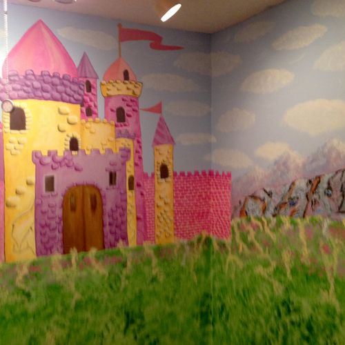 Castle Mural With Hills, meadow and sky. Right Sid