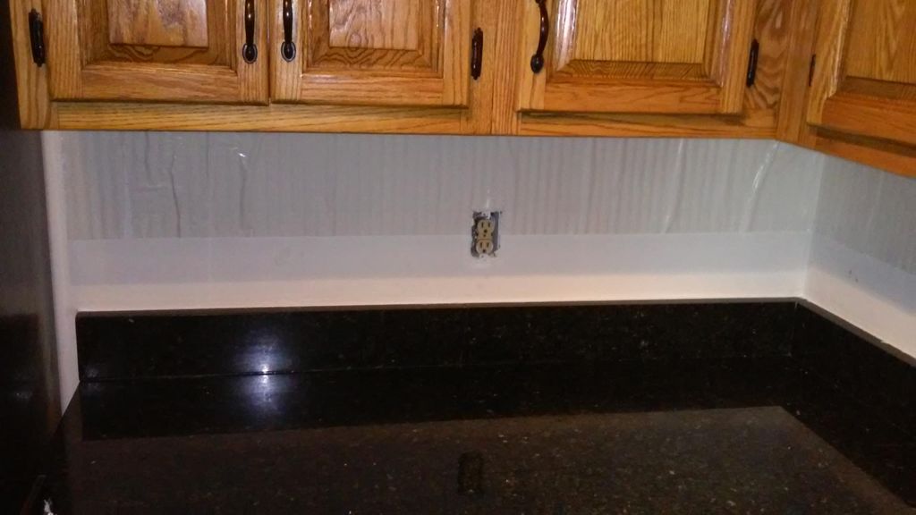 Kitchen before install of back splash.