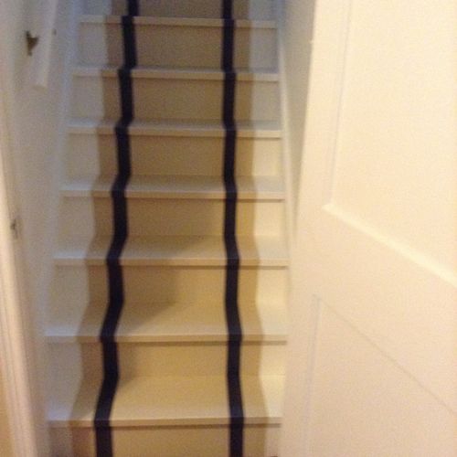 Painted staircase:  first painted white, then a la