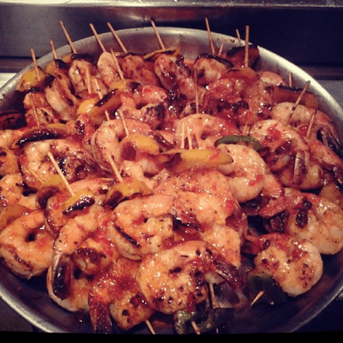 sweet chilli glazed grilled shrimp 