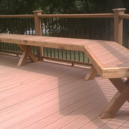 Custom Deck, benches and rails, designed and built