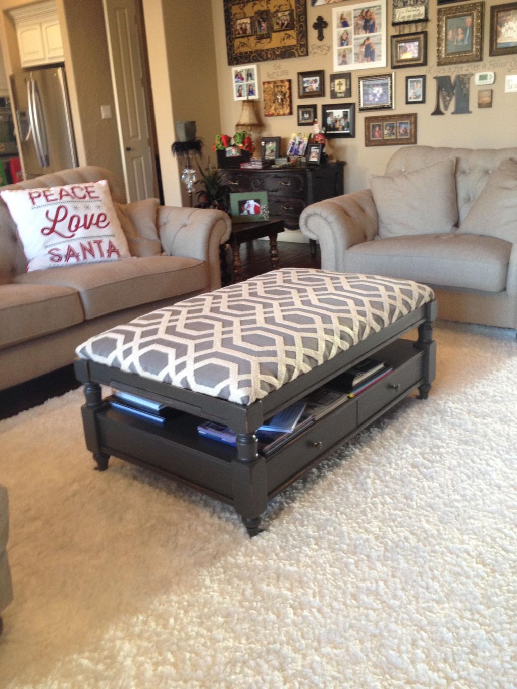 This ottoman/coffee table really turned out beauti