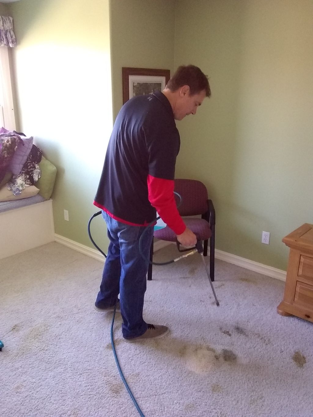 i prespray the carpet and allow 15 minutes of dwel