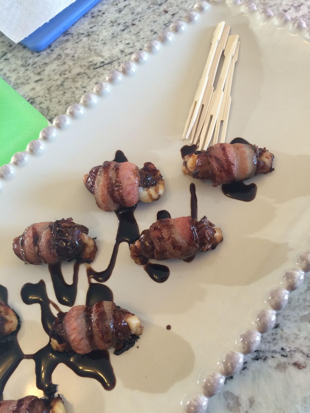 Bacon Wrapped Dates Stuffed With Parmesan Cheese &
