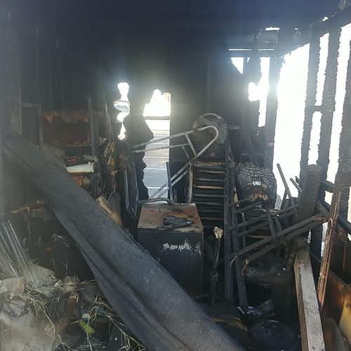 Inside of burnt shed. Removed all items and hauled