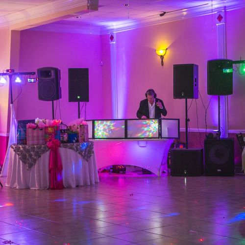 Our uplighting & DJ booth