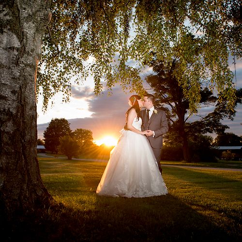 Bride and Groom, Sunset, Summer Wedding, Vermont