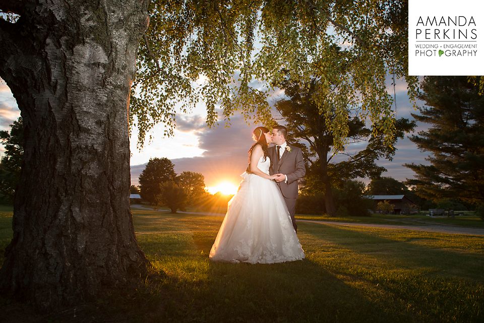 Bride and Groom, Sunset, Summer Wedding, Vermont