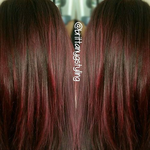 Shadow root/color melt - red wine. 