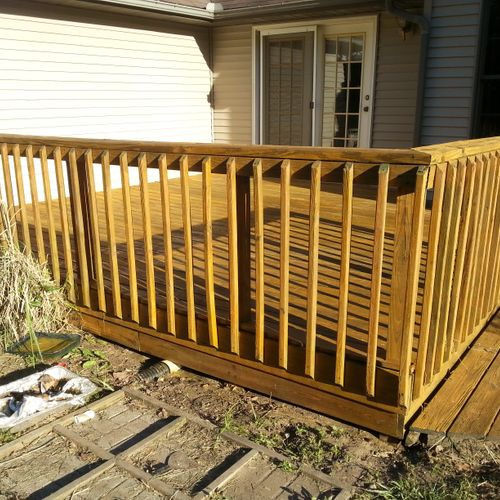 After...deck 15ft by 20ft...color is cedar oil sta