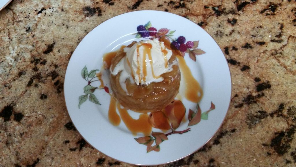 Banana Tartes Tatin with Vanilla Ice Cream and Car